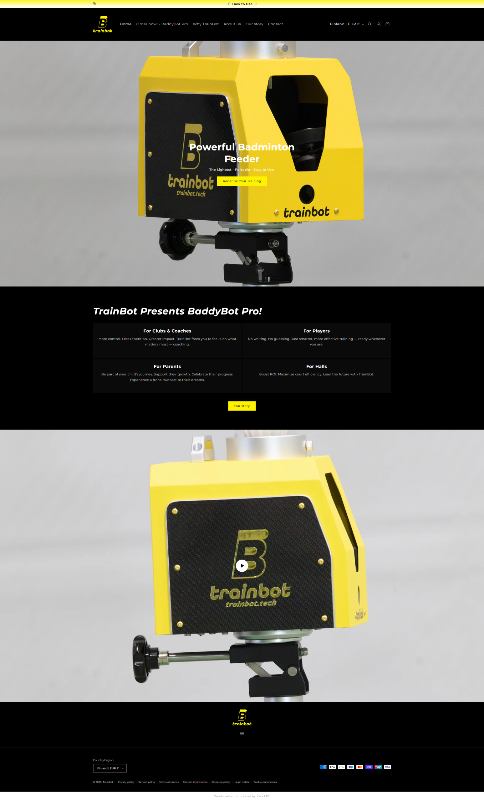 We are excited to present the launch of our latest client project — TrainBot’s Shopify online store. TrainBot, a technology-driven company from Finland, is dedicated to transforming the way badminton is trained and experienced.