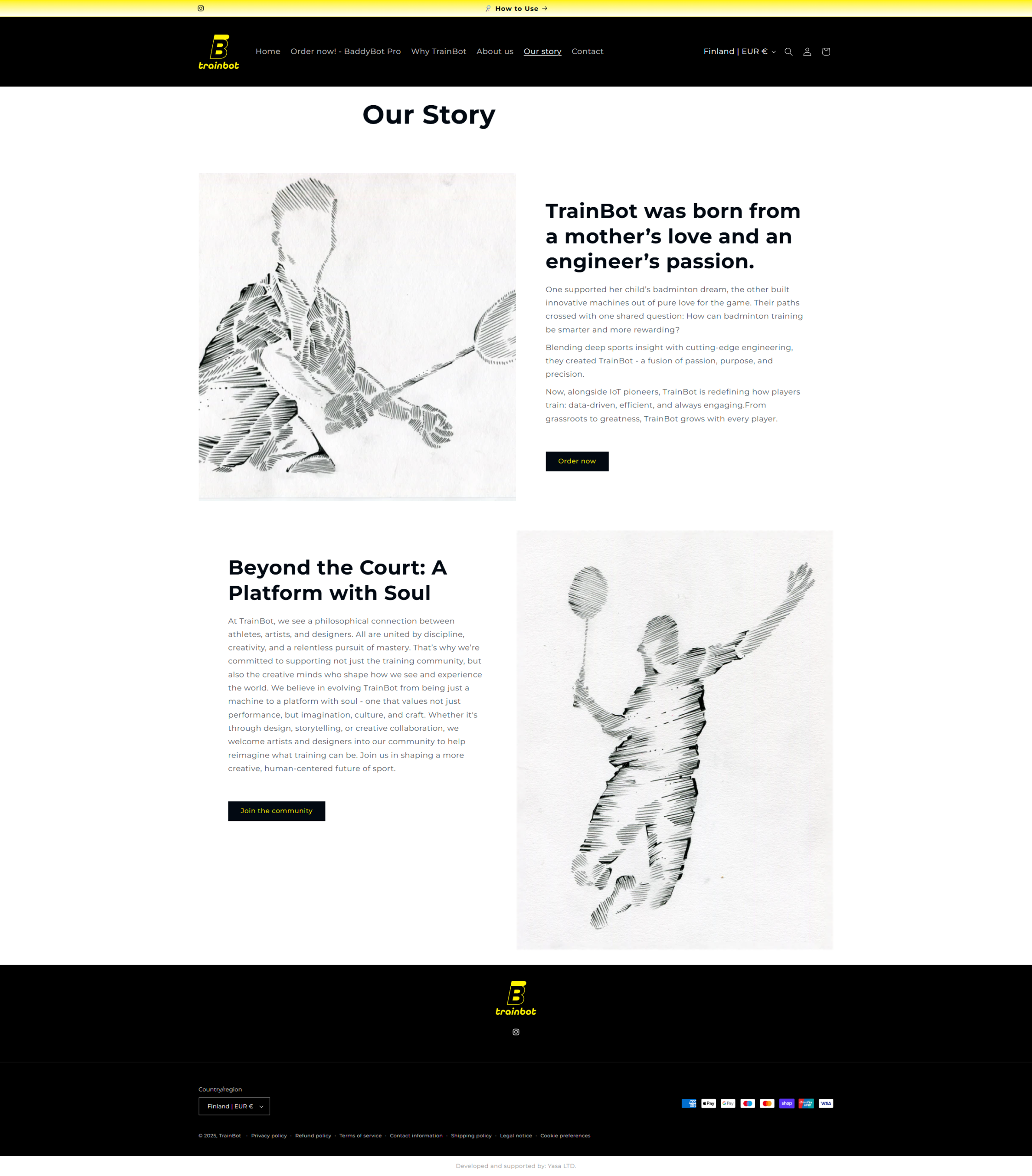 We are excited to present the launch of our latest client project — TrainBot’s Shopify online store. TrainBot, a technology-driven company from Finland, is dedicated to transforming the way badminton is trained and experienced.