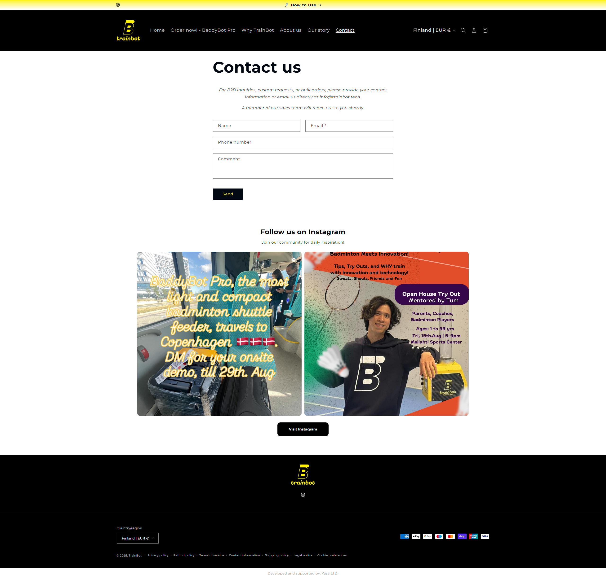 We are excited to present the launch of our latest client project — TrainBot’s Shopify online store. TrainBot, a technology-driven company from Finland, is dedicated to transforming the way badminton is trained and experienced.