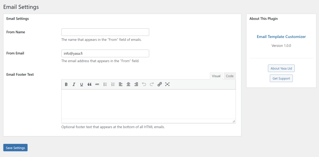 Email Template Customizer plugin specifically handles WordPress core emails, leaving WooCommerce, membership plugins, and other specialized email systems to manage their own notifications.